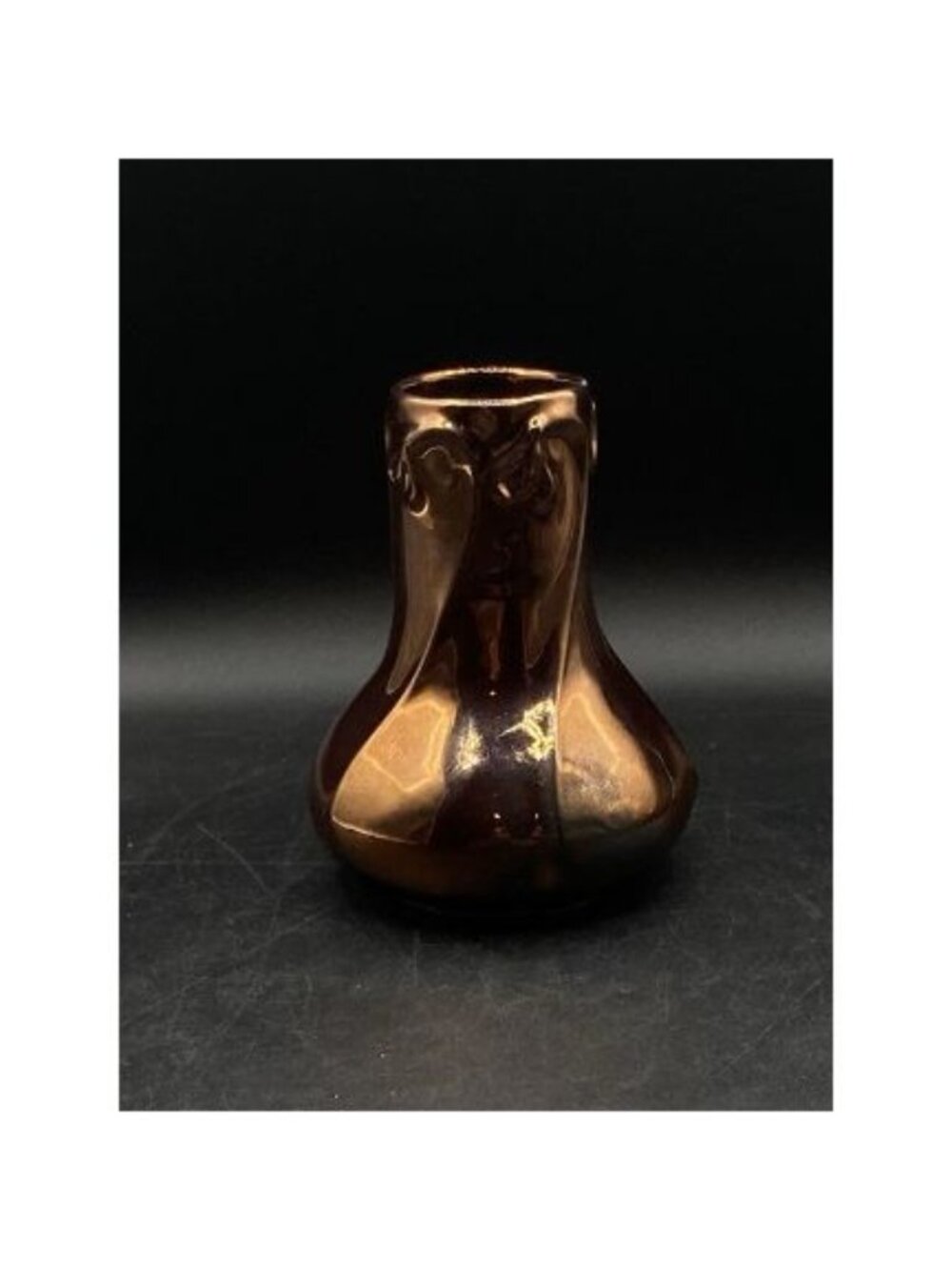 Pewabic Pottery Detroit USA Iridescent Copper Orange Cabinet Vase READ